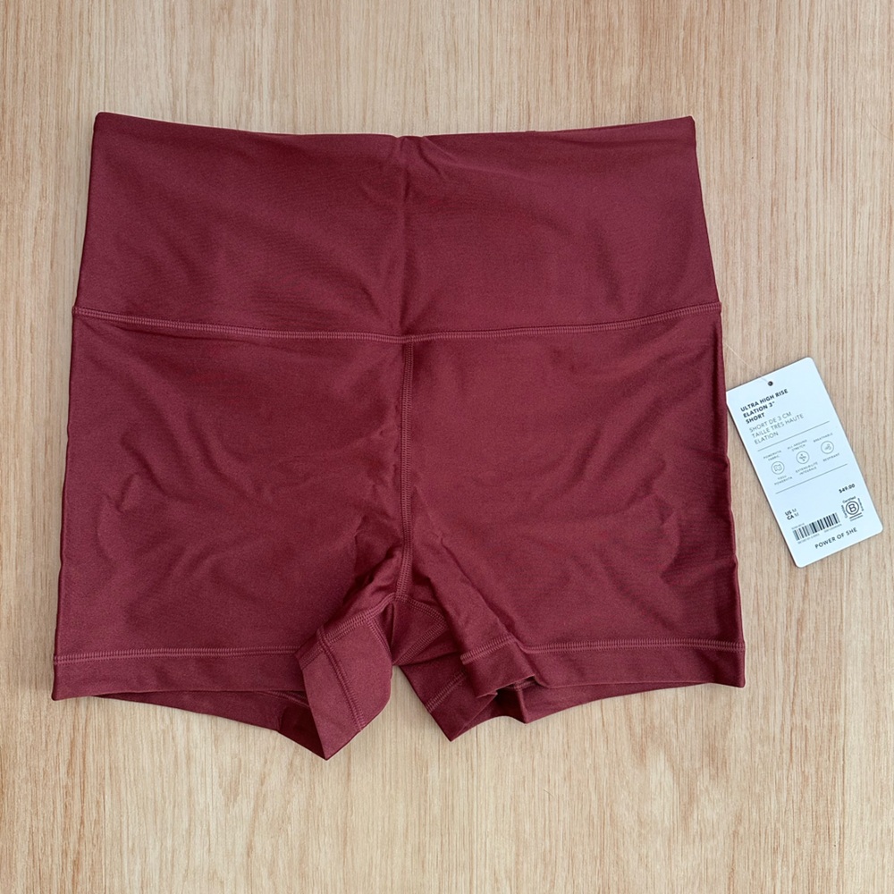 Athleta Elation Ultra High Rise 3” Short, M, Red Rock Matte Sheen, NWT